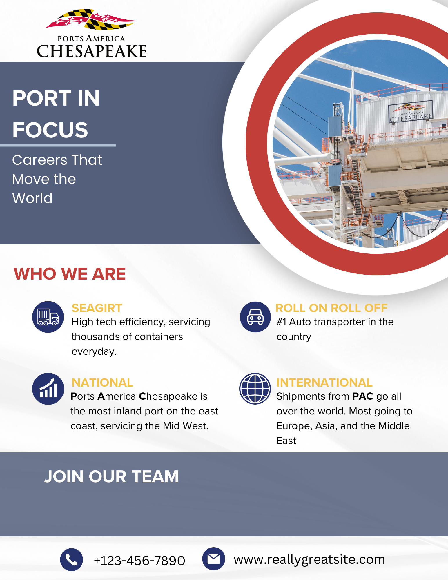 Port in Focus recruiting flyer